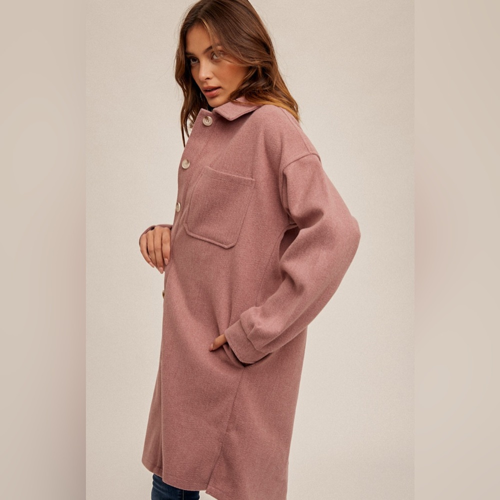 Hem & Threads Lined Longline Shacket - Picture 3 of 3